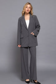 Long Sleeve Front Button Closure Blazer