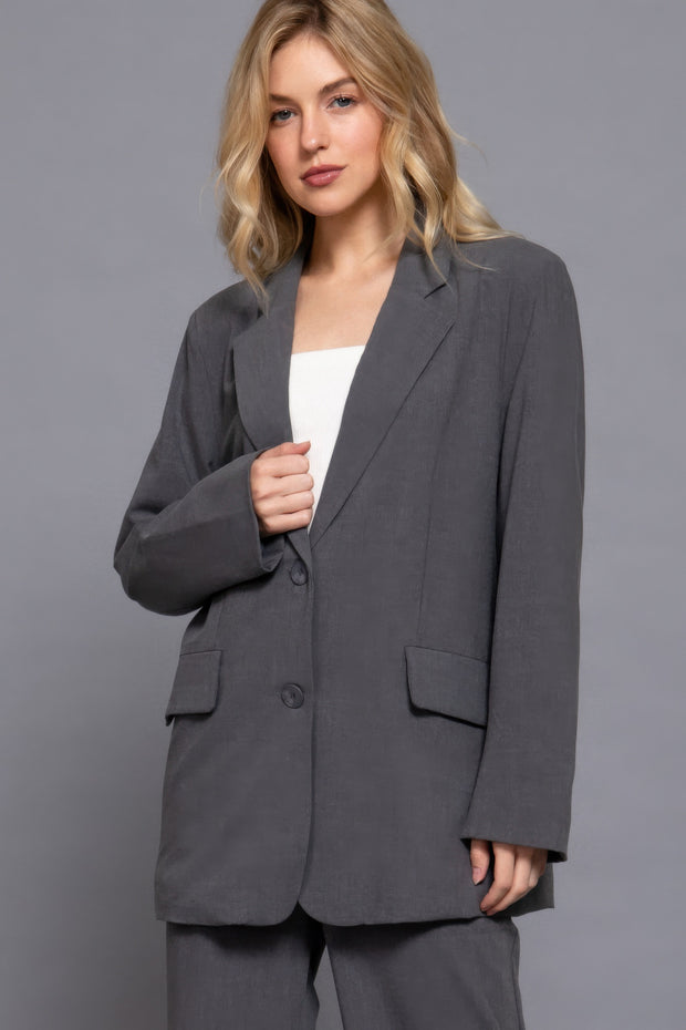 Long Sleeve Front Button Closure Blazer