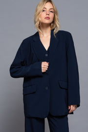 Long Sleeve Front Button Closure Blazer