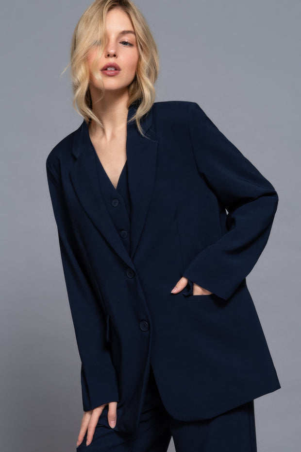 Long Sleeve Front Button Closure Blazer