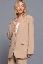 Long Sleeve Front Button Closure Blazer