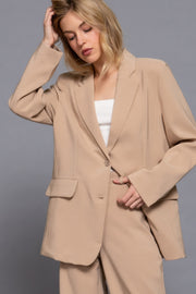 Long Sleeve Front Button Closure Blazer