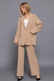 Long Sleeve Front Button Closure Blazer