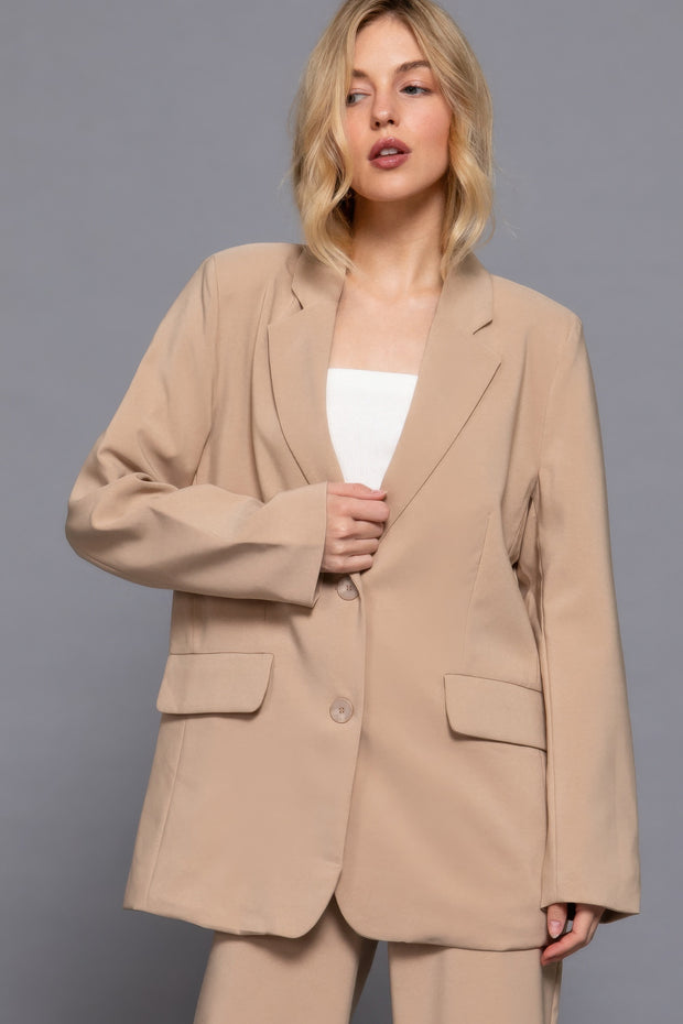 Long Sleeve Front Button Closure Blazer