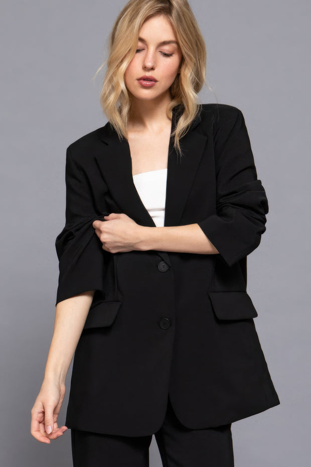 Long Sleeve Front Button Closure Blazer