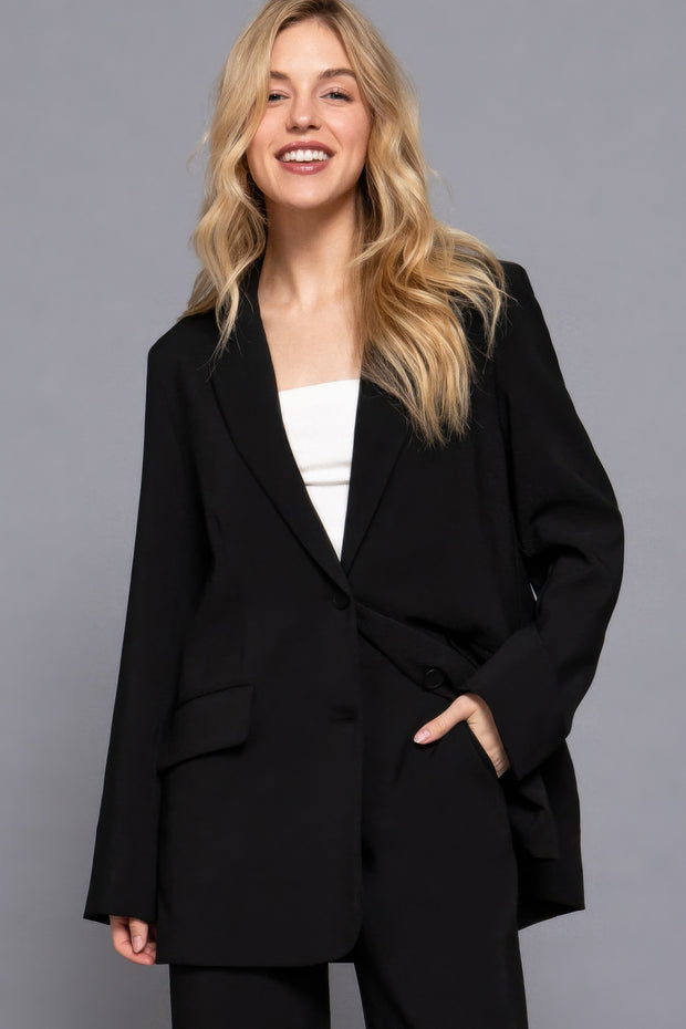 Long Sleeve Front Button Closure Blazer