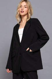 Long Sleeve Front Button Closure Blazer