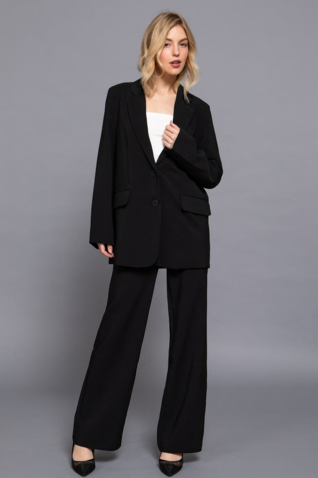 Long Sleeve Front Button Closure Blazer