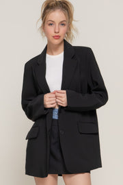 Long Sleeve Front Button Closure Blazer