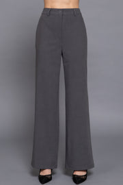 Back Elastic Straight Woven Long Pants