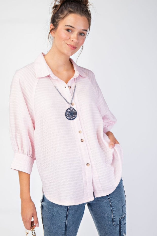 Button Down Textured Woven Shirt