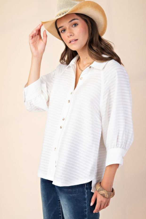 Button Down Textured Woven Shirt