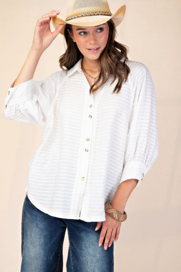 Button Down Textured Woven Shirt