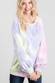 Tie-dye Puff Long Sleeve Top