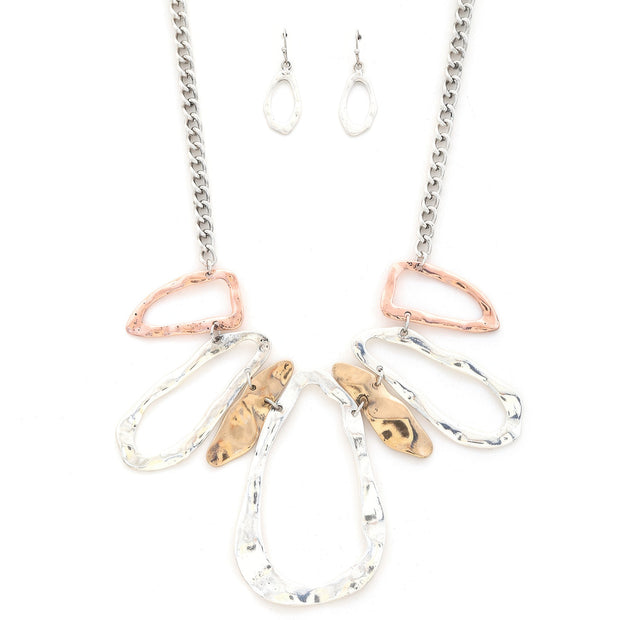 Fashion Open Oval Shape Design Chain Necklace And Earring Set