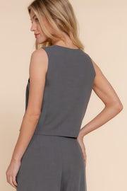 V-neckline With Front Button Closure Vest