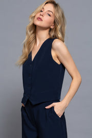 V-neckline With Front Button Closure Vest