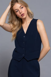 V-neckline With Front Button Closure Vest