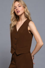 V-neckline With Front Button Closure Vest