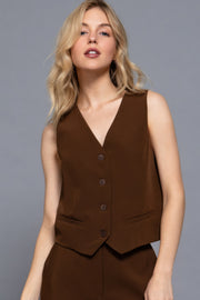 V-neckline With Front Button Closure Vest