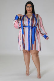 Long Sleeves Non-stretch Dress (Plus Size)