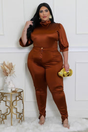 Two Piece Set, Semi-stretch Bodysuit (Plus Size)