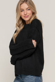 Long Sleeve Mock Neck Raised Seam Sweater