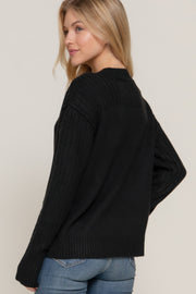 Long Sleeve Mock Neck Raised Seam Sweater