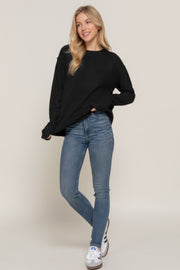 Long Sleeve Mock Neck Raised Seam Sweater