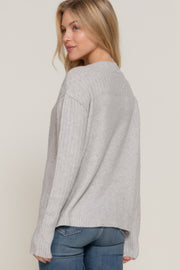 Long Sleeve Mock Neck Raised Seam Sweater