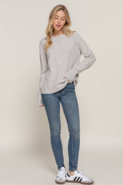 Long Sleeve Mock Neck Raised Seam Sweater