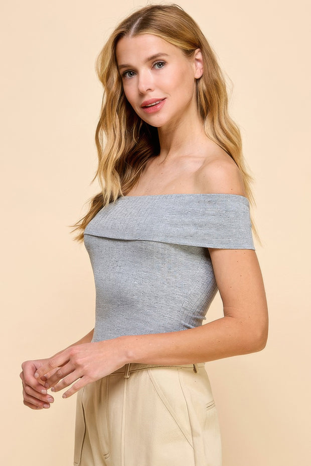 Off Shoulder Ribbed Top