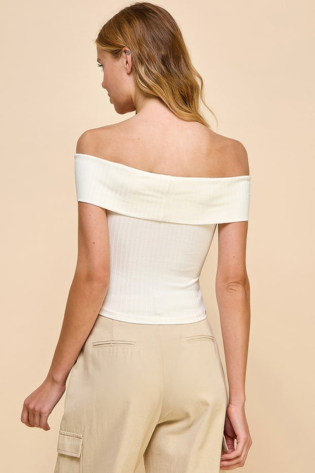 Off Shoulder Ribbed Top