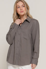 Long Sleeve Linen Blend Shirt