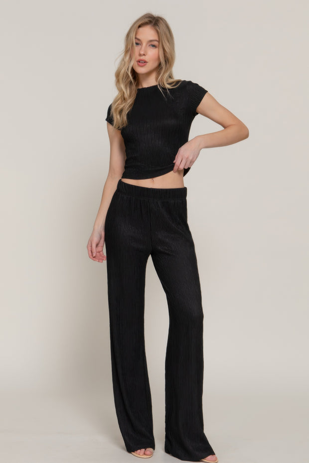 Short Sleeve Top & Flare Pants Set