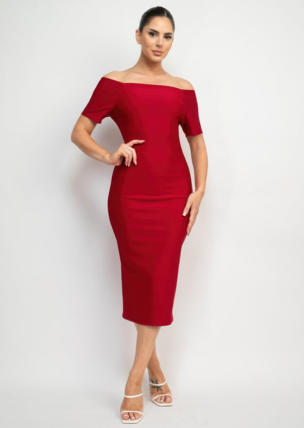 Off Shoulder Zippered Bodycon Dress