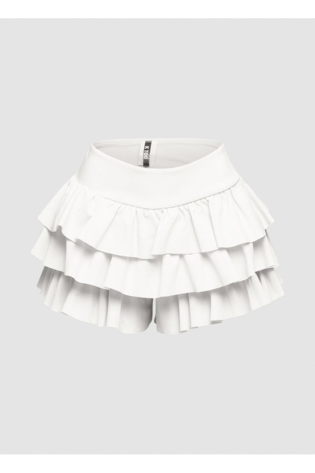 Plus Size Solid Ruffled Shorts