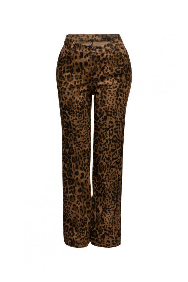 Leopard Printed Wide Leg Pants (Plus Size)