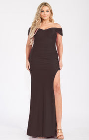 Plus Off Shoulder Draped Cross Wrap Maxi Dress