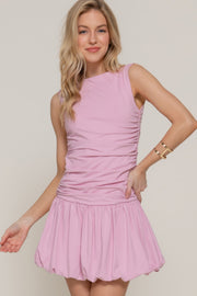 Sleeveless Boat Neck Voluminous Mini Dress