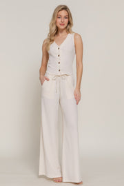 Button Closure Vest & Long Pants Set