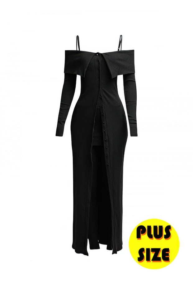 Plus Size Long Length Top & Skirt Leggings Set