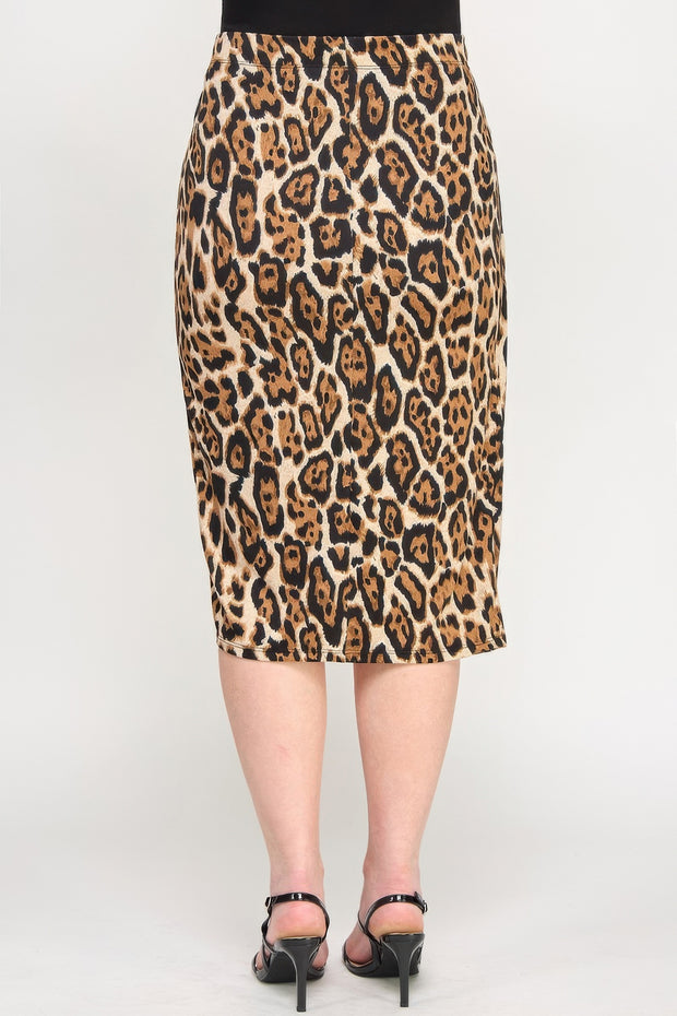 Plus Leopard Print Asymmetric Skirt With Buckle