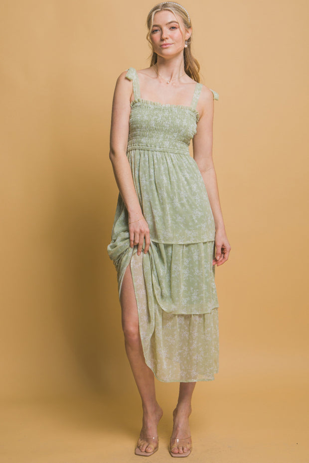 Tiered Midi Floral Dress