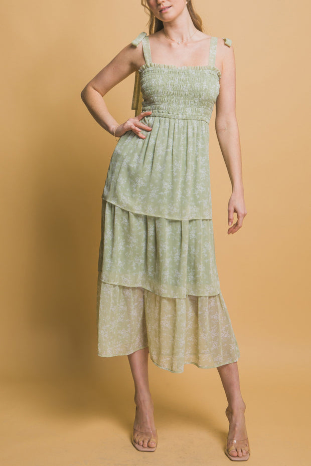 Tiered Midi Floral Dress