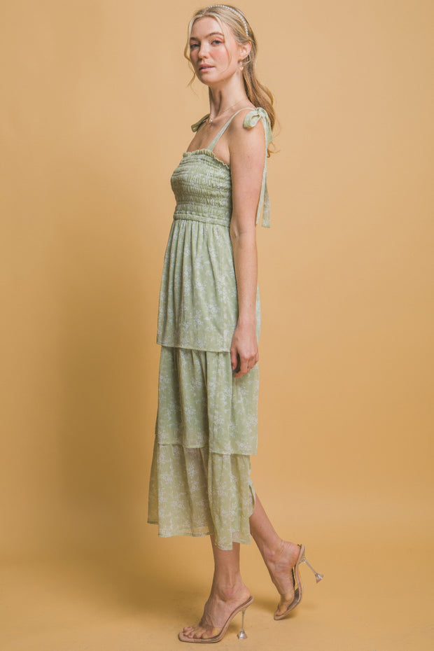 Tiered Midi Floral Dress