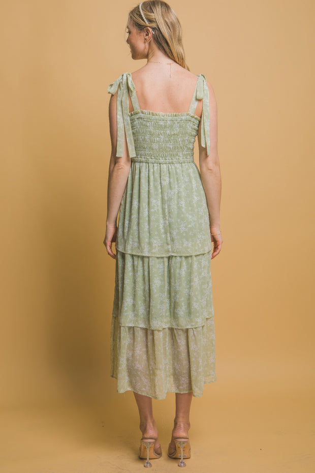 Tiered Midi Floral Dress