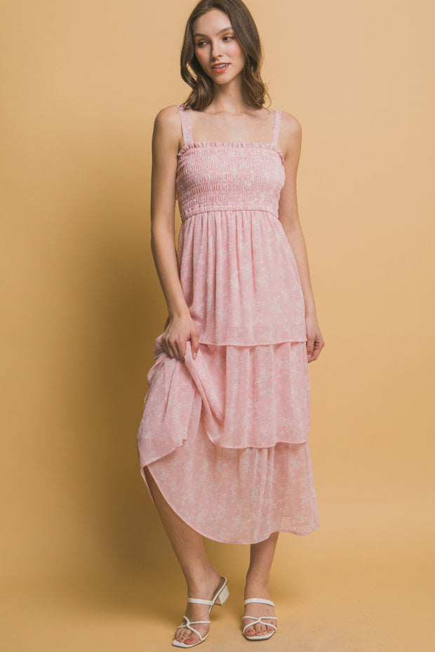 Tiered Midi Floral Dress