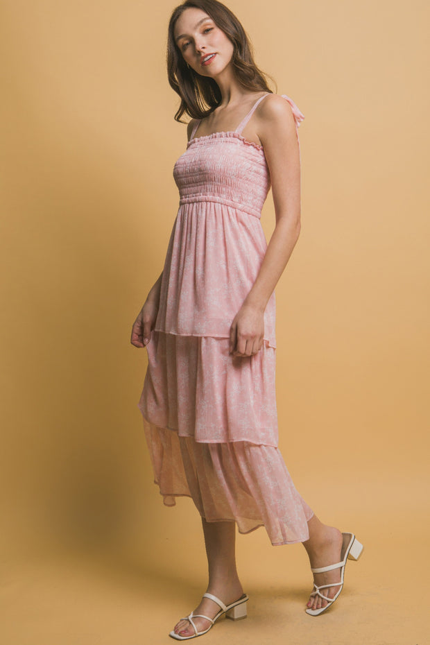 Tiered Midi Floral Dress