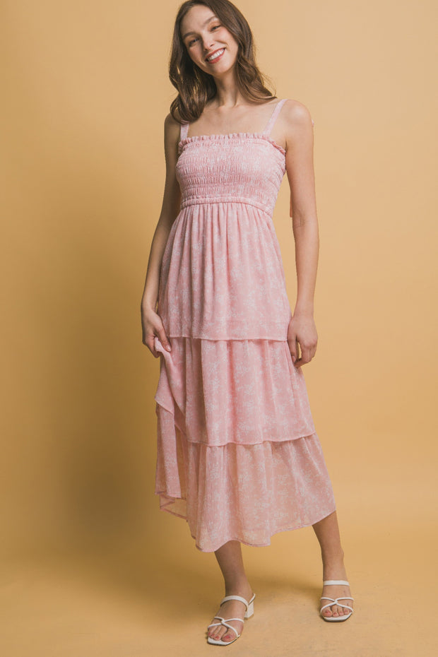 Tiered Midi Floral Dress